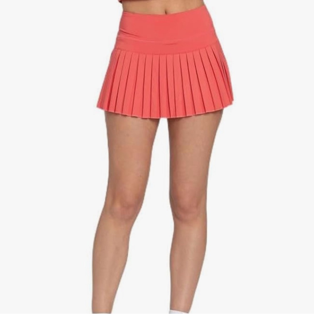 Gold Hinge Dark Coral Pleated Tennis Skirt